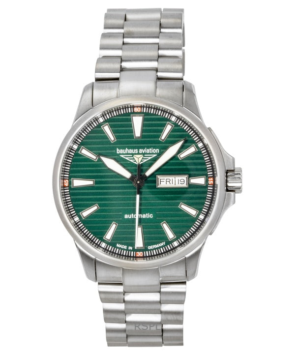 Orologio da uomo Bauhaus Aviation Titanium Green Dial Automatic 2862M4 100M