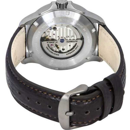 Orologio da uomo Bauhaus Aviation con cinturino in pelle e quadrante beige completamente luminoso, automatico 28645, 100 m