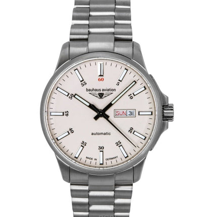 Orologio da uomo Bauhaus Aviation in titanio con quadrante beige automatico 2866M5 100M
