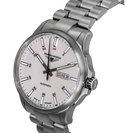 Orologio da uomo Bauhaus Aviation in titanio con quadrante beige automatico 2866M5 100M