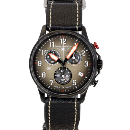 Orologio da uomo Bauhaus Aviation Chronograph con cinturino in pelle e quadrante marrone al quarzo 28861 100M