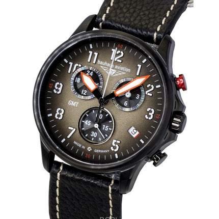 Orologio da uomo Bauhaus Aviation Chronograph con cinturino in pelle e quadrante marrone al quarzo 28861 100M