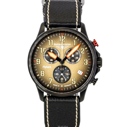 Orologio da uomo Bauhaus Aviation Flyback Chronograph con cinturino in pelle e quadrante marrone al quarzo 28885 100M