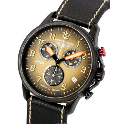 Orologio da uomo Bauhaus Aviation Flyback Chronograph con cinturino in pelle e quadrante marrone al quarzo 28885 100M
