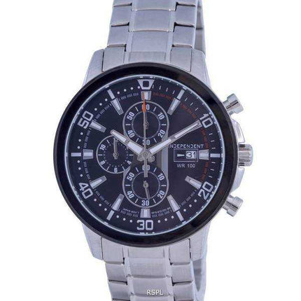 Orologio da uomo con cronografo indipendente in acciaio inossidabile con quadrante nero al quarzo BA2-644-51.G 100M