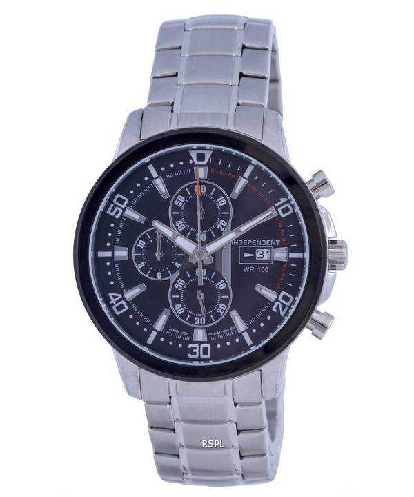 Orologio da uomo con cronografo indipendente in acciaio inossidabile con quadrante nero al quarzo BA2-644-51.G 100M