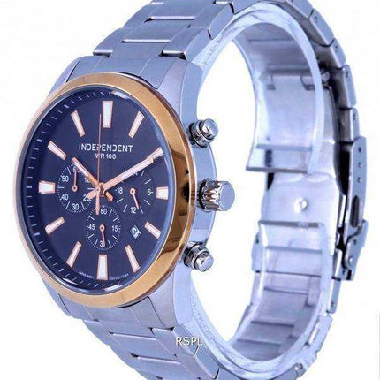 Orologio da uomo con cronografo indipendente in acciaio inossidabile con quadrante nero al quarzo BA4-124-51.G 100M
