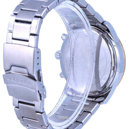 Orologio da uomo con cronografo indipendente in acciaio inossidabile con quadrante nero al quarzo BA4-124-51.G 100M