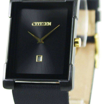 Orologio da uomo con quadrante nero BG5089-19E in pelle nera al quarzo
