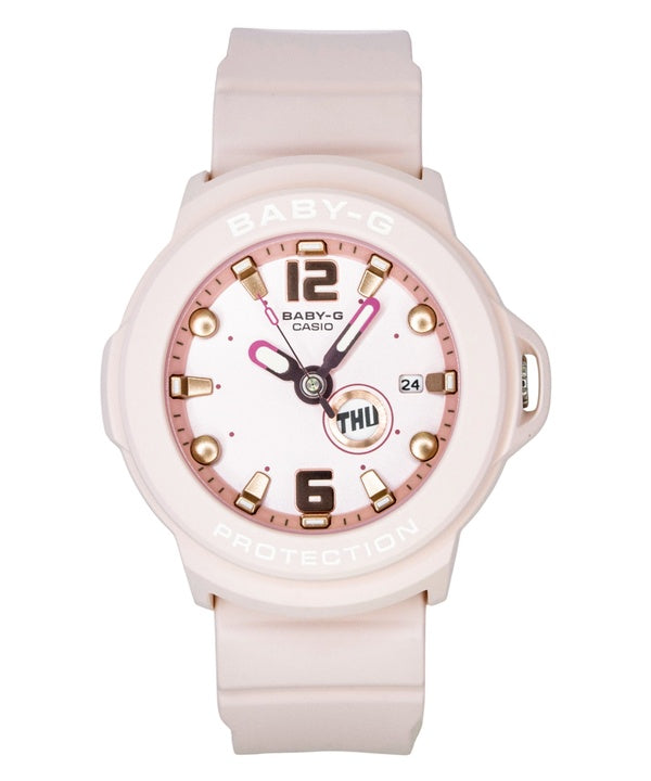 Orologio da donna Casio Baby-G Plus analogico con cinturino in resina, quadrante rosa pastello, movimento al quarzo, modello BGA-15K-4A, impermeabile fino a 100 metri.