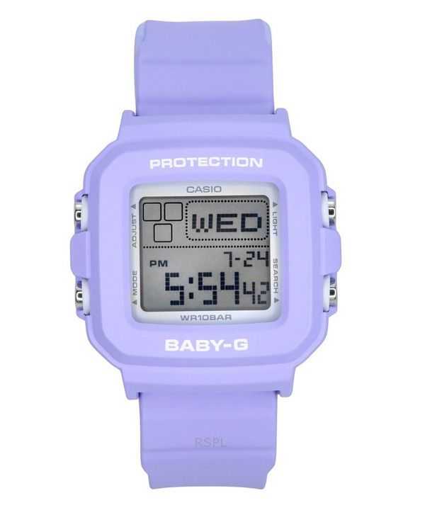 Casio Baby-G Plus Digital 30th Anniversary Cinturino in resina viola Orologio al quarzo BGD-10K-6 100M da donna con supporto spe