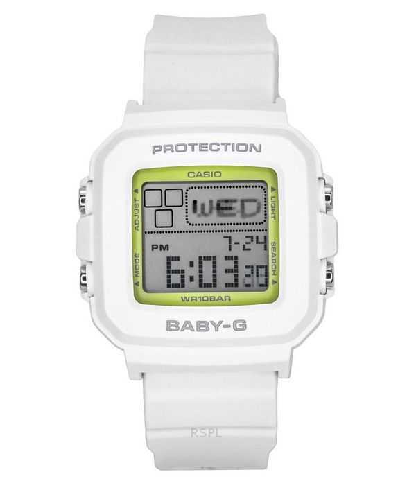 Casio Baby-G Plus Digital 30th Anniversary Cinturino in resina bianca Orologio al quarzo BGD-10K-7 100M da donna con supporto sp