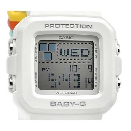 Casio Baby-G Plus Digitale Bianco Cinturino in Resina Quarzo BGD-10L-7 100M Orologio da Donna con Passanti Extra