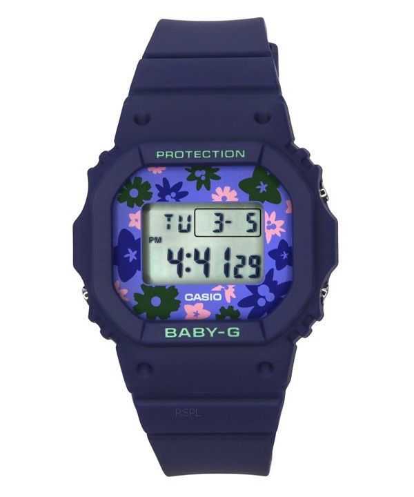 Casio Baby-G Retro Flower Field Orologio da donna con cinturino in resina blu digitale al quarzo BGD-565RP-2 100M