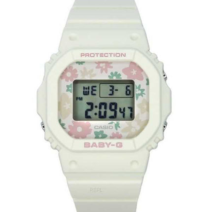 Casio Baby-G Retro Flower Field Orologio da donna digitale con cinturino in resina bianca al quarzo BGD-565RP-7 100M