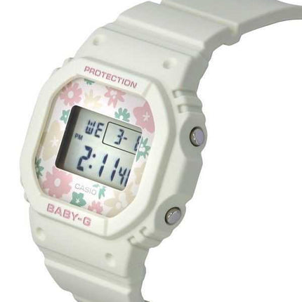 Casio Baby-G Retro Flower Field Orologio da donna digitale con cinturino in resina bianca al quarzo BGD-565RP-7 100M
