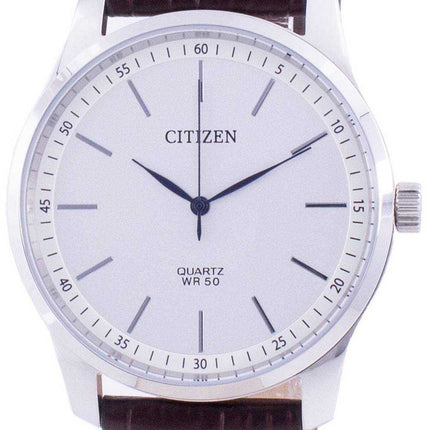 Orologio da uomo Citizen quadrante bianco in pelle di vitello al quarzo BH5000-08A 100M