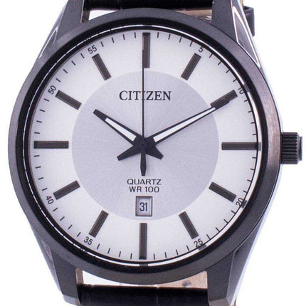 Orologio da uomo Citizen quadrante argento cinturino in pelle al quarzo BI1035-09A 100M