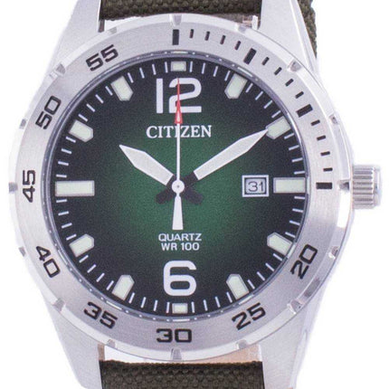 Orologio da uomo al quarzo con cinturino in nylon con quadrante verde Citizen BI1041-06X 100M