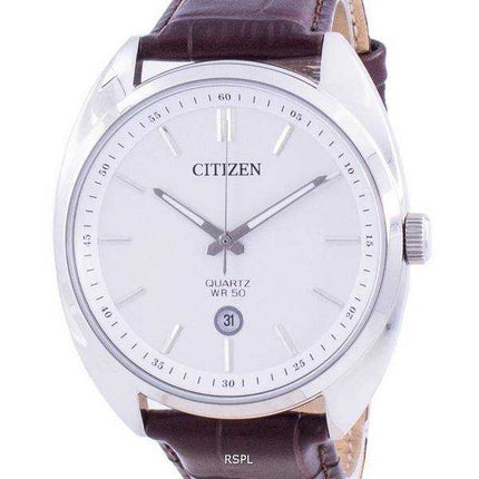 Orologio da uomo Citizen quadrante bianco cinturino in pelle al quarzo BI5090-09A