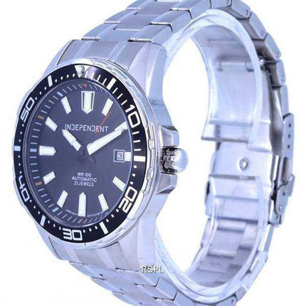 Orologio da uomo automatico BJ4-418-51.G 100M con quadrante nero indipendente in acciaio inossidabile