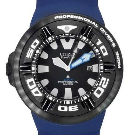 Orologio da uomo Citizen Promaster PU Strap Black Dial Eco-Drive Diver&#39;s BJ8055-04E 300M