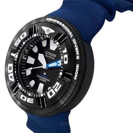 Orologio da uomo Citizen Promaster PU Strap Black Dial Eco-Drive Diver&#39;s BJ8055-04E 300M
