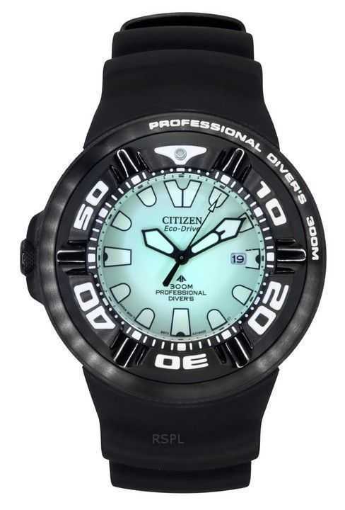Orologio da uomo Citizen Promaster PU Strap Green Dial Eco-Drive Diver&#39;s BJ8055-04X 300M