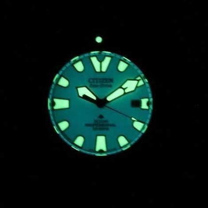 Orologio da uomo Citizen Promaster PU Strap Green Dial Eco-Drive Diver&#39;s BJ8055-04X 300M