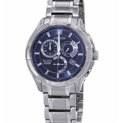 Orologio da uomo Citizen Eco-Drive Perpetual Calendar GMT in acciaio inossidabile con quadrante blu BL8160-58L 100M