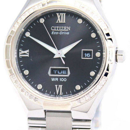 Orologio da uomo Citizen Diamond Accenti quadrante nero in acciaio inossidabile Eco-Drive BM5010-51E