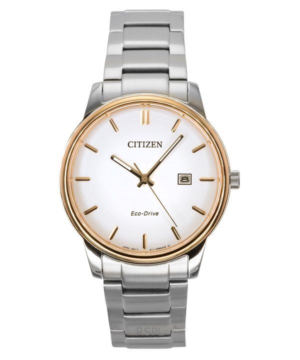 Orologio da uomo Citizen Eco-Drive in acciaio inossidabile con quadrante bianco BM6979-74A