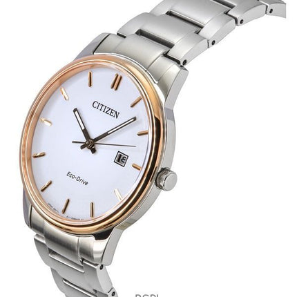 Orologio da uomo Citizen Eco-Drive in acciaio inossidabile con quadrante bianco BM6979-74A
