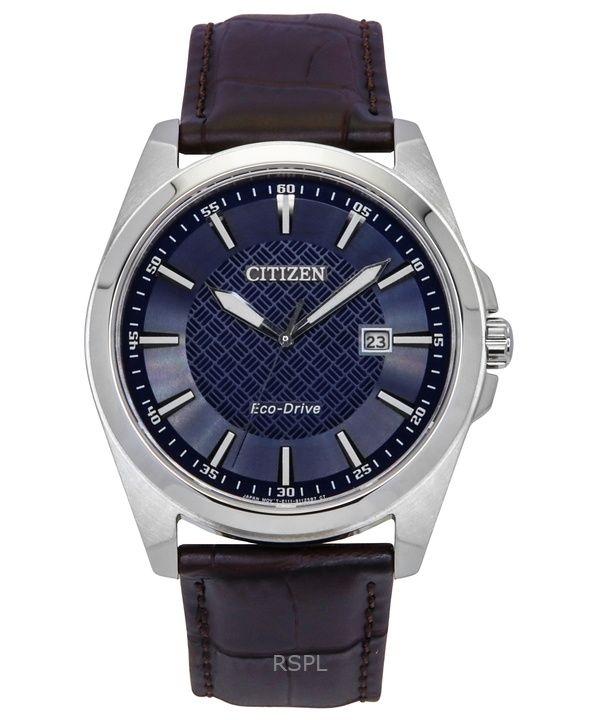 Orologio da uomo Citizen Eco-Drive con cinturino in pelle e quadrante blu BM7108-22L 100M