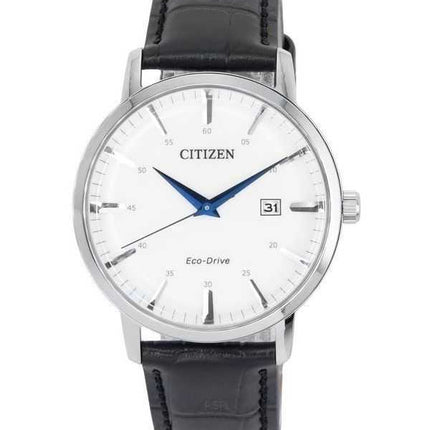 Orologio da uomo Citizen Eco-Drive cinturino in pelle nera quadrante bianco BM7461-18A