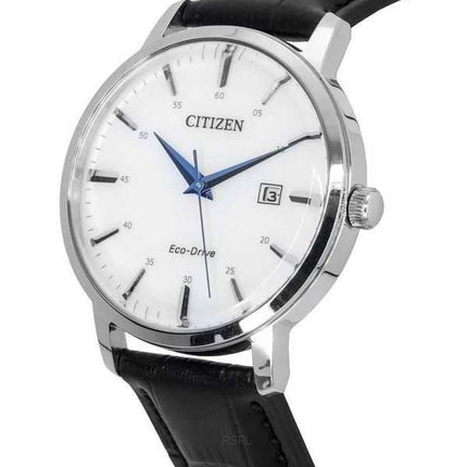 Orologio da uomo Citizen Eco-Drive cinturino in pelle nera quadrante bianco BM7461-18A