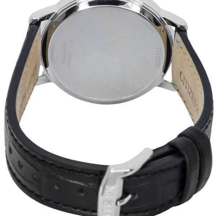 Orologio da uomo Citizen Eco-Drive cinturino in pelle nera quadrante bianco BM7461-18A