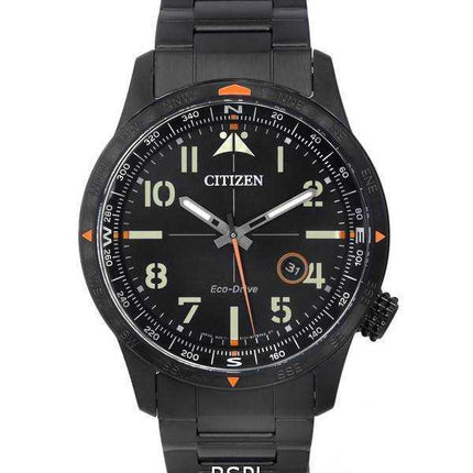 Orologio da uomo Citizen Eco-Drive in acciaio inossidabile con quadrante nero BM7555-83E 100M