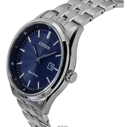 Orologio da uomo Citizen Eco-Drive in acciaio inossidabile con quadrante blu BM7560-59L 100M