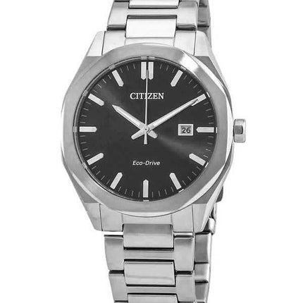 Orologio da uomo Citizen Eco-Drive in acciaio inossidabile quadrante nero BM7600-81E 100M