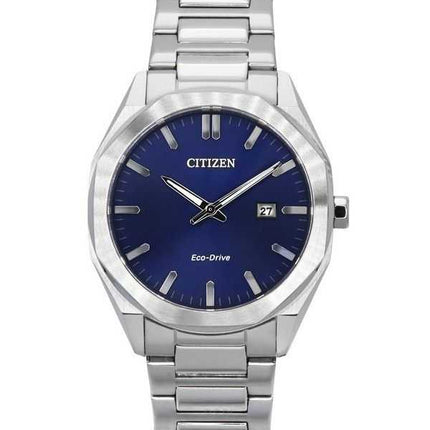 Orologio da uomo Citizen Eco-Drive in acciaio inossidabile con quadrante blu scuro BM7600-81L 100M