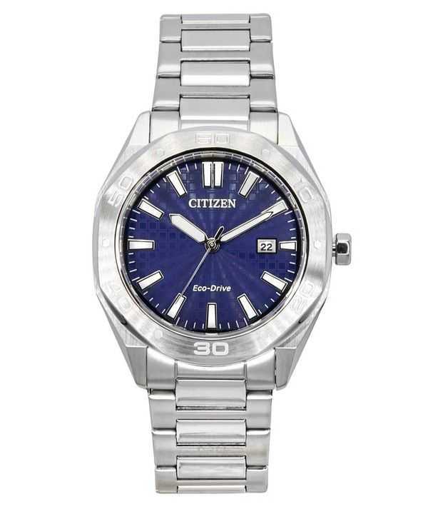 Orologio da uomo Citizen Eco-Drive in acciaio inossidabile con quadrante blu BM7630-80L 100M