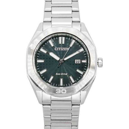 Orologio da uomo Citizen Eco-Drive in acciaio inossidabile con quadrante verde BM7630-80X 100M
