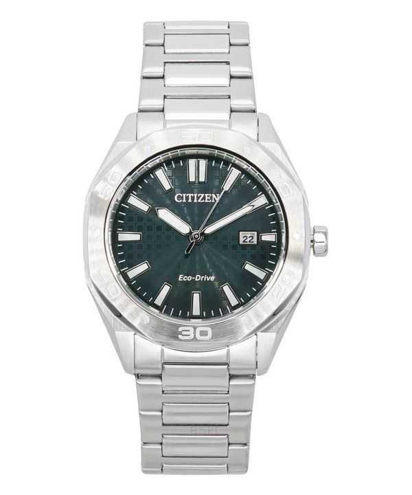 Orologio da uomo Citizen Eco-Drive in acciaio inossidabile con quadrante verde BM7630-80X 100M