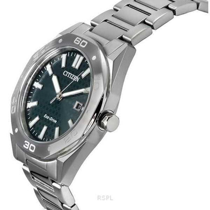 Orologio da uomo Citizen Eco-Drive in acciaio inossidabile con quadrante verde BM7630-80X 100M
