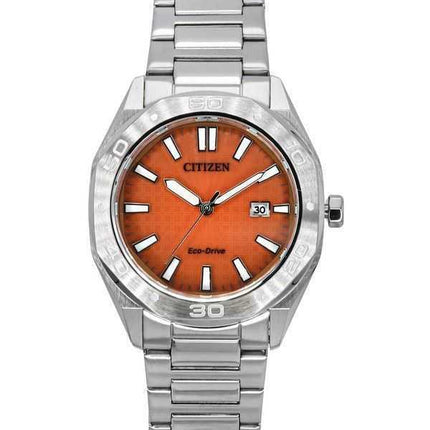 Orologio da uomo Citizen Eco-Drive in acciaio inossidabile con quadrante arancione BM7630-80Z 100M