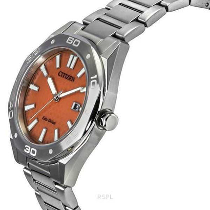 Orologio da uomo Citizen Eco-Drive in acciaio inossidabile con quadrante arancione BM7630-80Z 100M