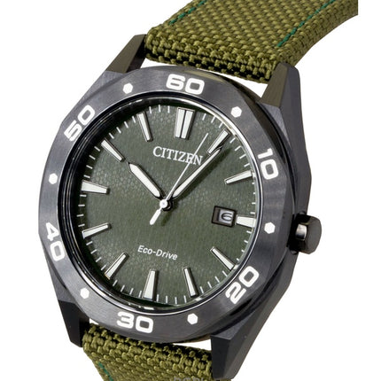 Orologio da uomo Citizen Eco-Drive Active Sport con cinturino in nylon e quadrante verde BM7635-01X 100M