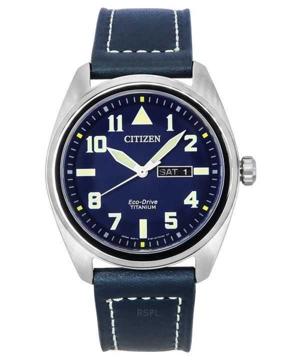 Orologio da uomo Citizen Eco-Drive Super Titanium cinturino in pelle blu quadrante blu BM8560-45L 100M