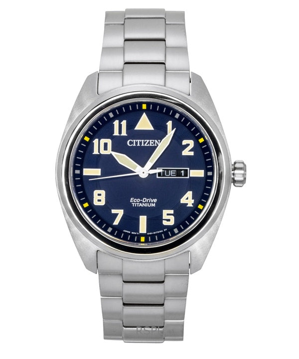Orologio da uomo Citizen Garrison Super Titanium con quadrante blu Eco Drive BM8560-88L 100M